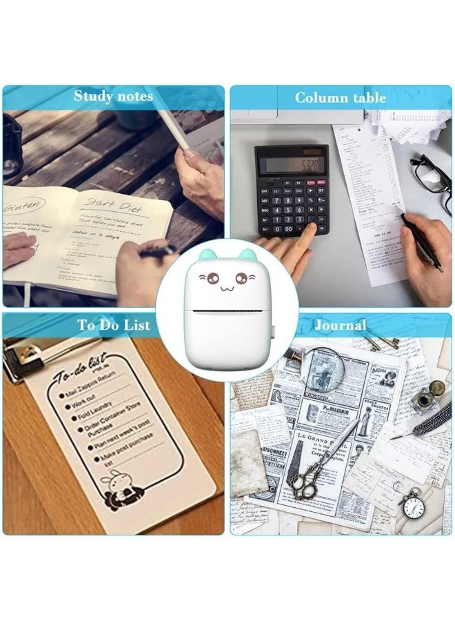 Kimaya Portable Mini Pocket Printer BT Thermal Printer with Thermal Printing Paper USB Cable for Note Photo Web Document Printing, Blue - Image 3