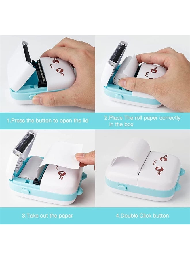 Kimaya Portable Mini Pocket Printer BT Thermal Printer with Thermal Printing Paper USB Cable for Note Photo Web Document Printing, Blue - Image 5