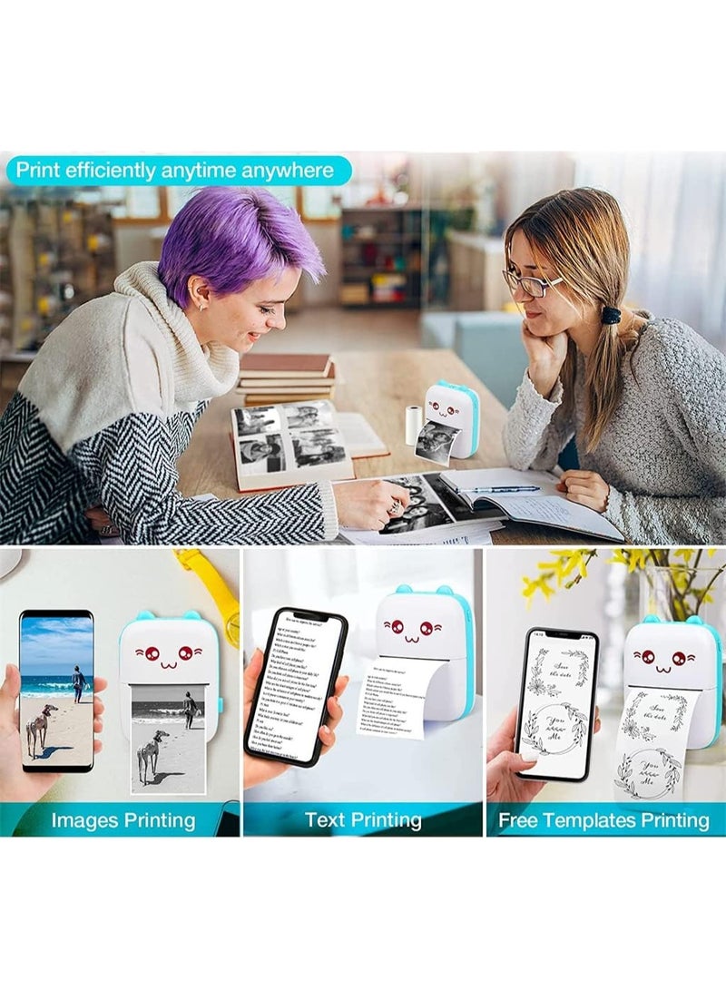 Kimaya Portable Mini Pocket Printer BT Thermal Printer with Thermal Printing Paper USB Cable for Note Photo Web Document Printing, Blue - Image 4