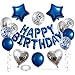 WEIKA 27 Pcs Blue Silver Birthday Decorations 3D Letters Blue Happy Birthday Balloon Banner Pentagram Heart Foil Balloons Confetti Balloons Kit For Boys Girls Party Supplies - Image 2