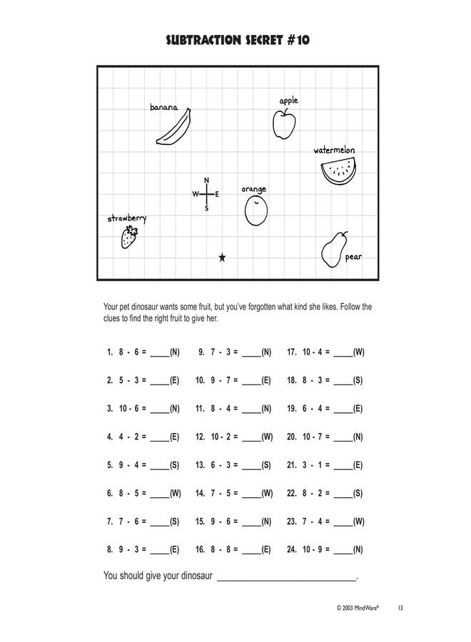 Mindware - Subtraction Game Solve The Math to Find The Treasure Mosaic - for 1st - 3rd Graders Ages 6+ - Image 2