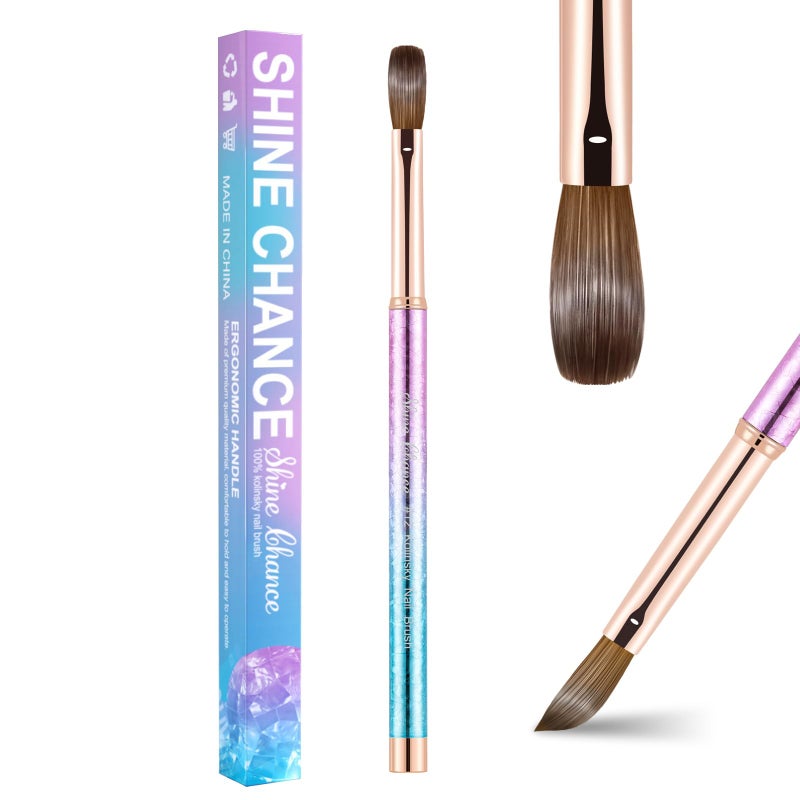 Shine Chance Acrylic Nail Brush Size 12 100 Real Kolinsky Art Nail Brush for Acrylic Powder Application Handmade Women Manicure Nail Extension Tool for Professional DIY Home Salon and Beginners