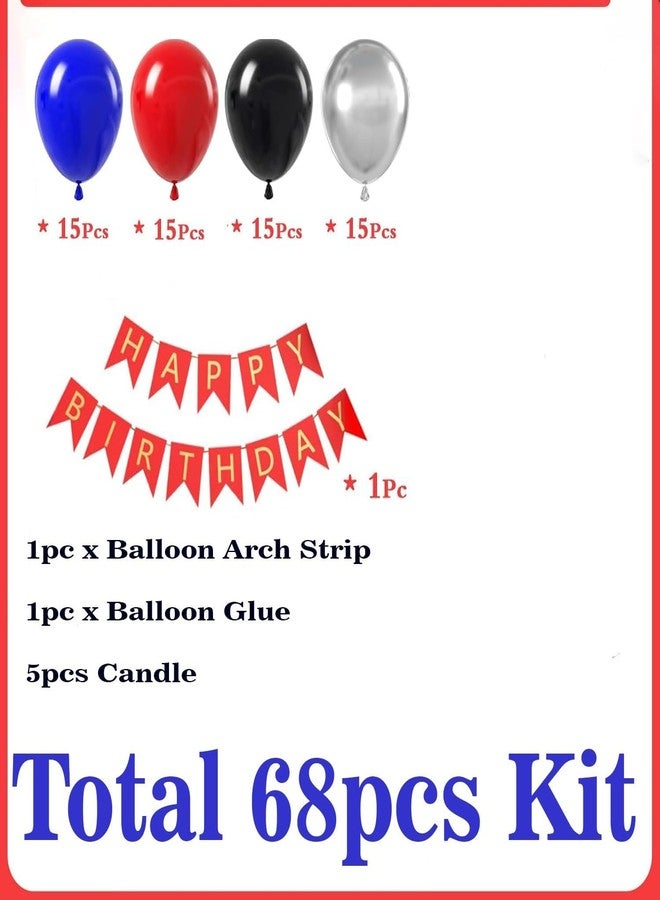 PartyToko Theme Birthday Party Supplies Party Decorations Including Birthday Banner, Balloons, arch, glue ,Cake Toppers for superheroParty 68pcs - Image 2