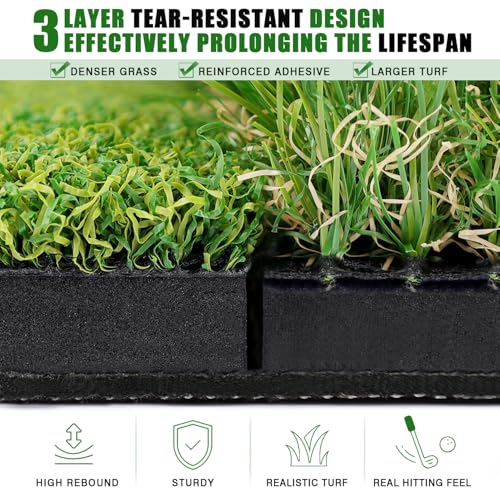 BIRDIEBLAST Premium Golf Hitting Mat, 10mm Foam Padding with Rubber Backing Golf Mat, Golf Practice Mat for Indoor and Outdoor Training - Image 4