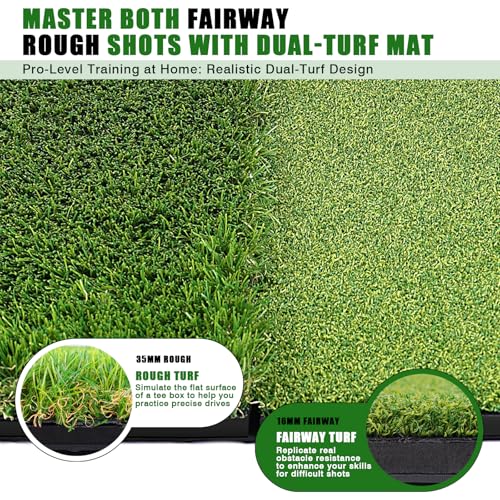 BIRDIEBLAST Premium Golf Hitting Mat, 10mm Foam Padding with Rubber Backing Golf Mat, Golf Practice Mat for Indoor and Outdoor Training - Image 2