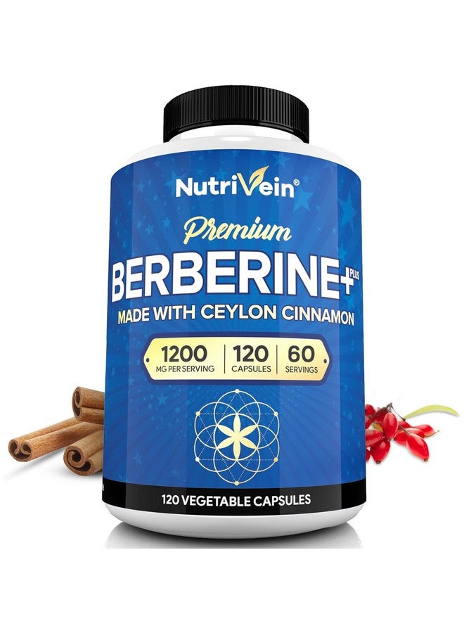 Nutrivein Nutrivein Premium Berberine HCL 1200 mg with Ceylon Cinnamon - 120 Capsules: High-Absorption Berberine Supplement for Defenses, Digestion, & Metabolism - Image 1