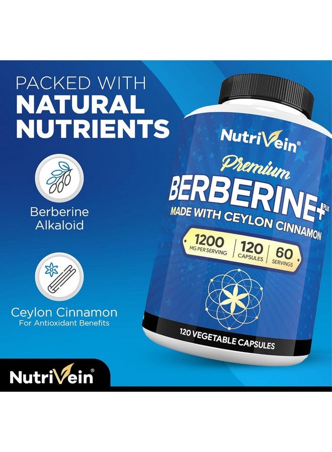 Nutrivein Nutrivein Premium Berberine HCL 1200 mg with Ceylon Cinnamon - 120 Capsules: High-Absorption Berberine Supplement for Defenses, Digestion, & Metabolism - Image 5