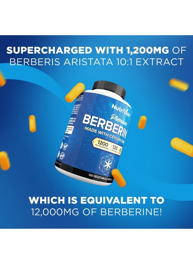 Nutrivein Nutrivein Premium Berberine HCL 1200 mg with Ceylon Cinnamon - 120 Capsules: High-Absorption Berberine Supplement for Defenses, Digestion, & Metabolism - Image 4