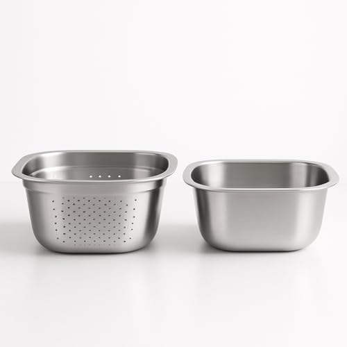 Kruvad Square Container Small Size Kitchen Colanders Strainer with Plan Bowl Washing Food Strainer Bowl Washing Food Strainer for Grapes Rice Fruits - Image 1
