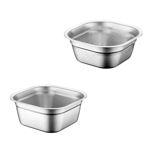 Kruvad Square Container Small Size Kitchen Colanders Strainer with Plan Bowl Washing Food Strainer Bowl Washing Food Strainer for Grapes Rice Fruits - Image 2