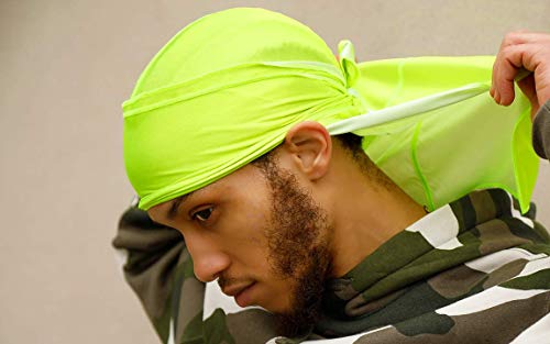 Superstitch Supersilky Ultra Silky Durag x Wavebuilder | 30+ Styles Premium Designer Durags for Men | 360 Waves | Neon Yellow Green (Slimey) - Image 4