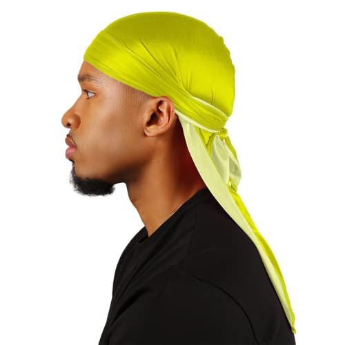 Superstitch Supersilky Ultra Silky Durag x Wavebuilder | 30+ Styles Premium Designer Durags for Men | 360 Waves | Neon Yellow Green (Slimey) - Image 1