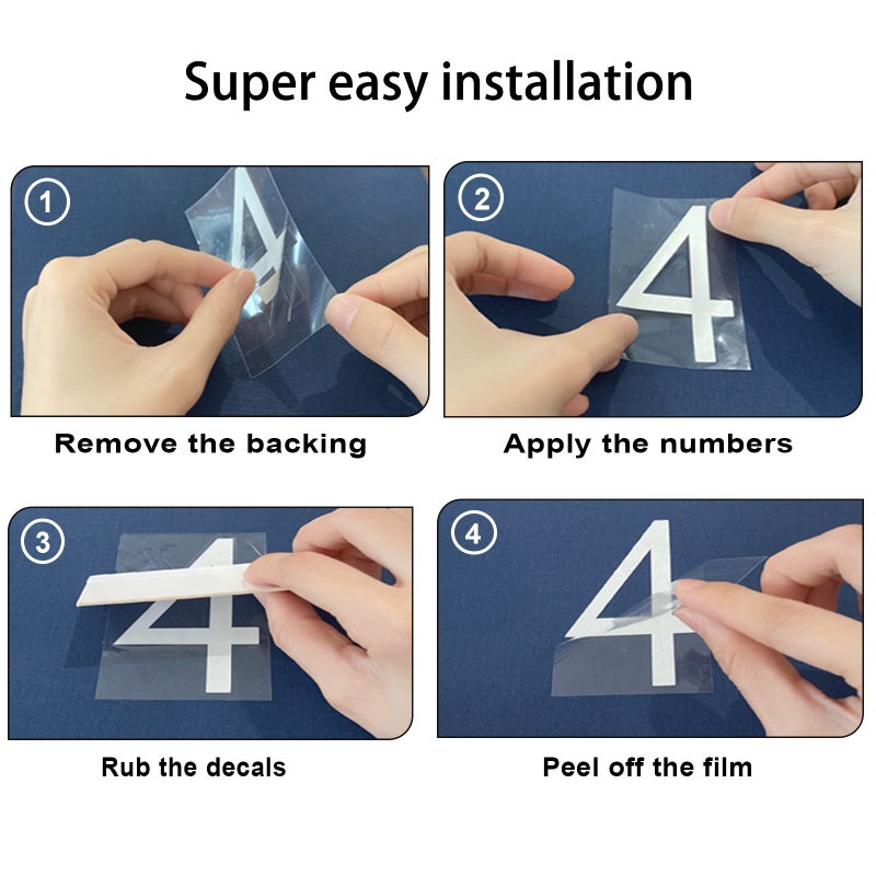 olaine 2 inch 30 Pcs Reflective Mailbox Numbers Stickers for Outside, Easy Installation with Prolonged Backing for and Pre-cut, Self Adhesive White Vinyl Address for House Address Sign Window Trash Bins - Image 4