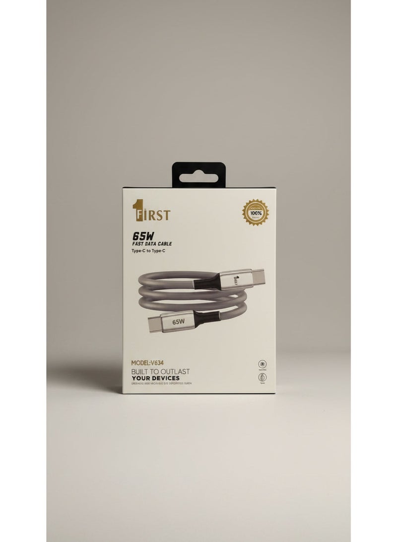 فيرست 1 كابل فرست 1 v20 + v634  بقدرة 65 واط لشحن الهواتف بنظام الشحن السريع, مع منافذ Type-C إلى Type-C - Image 5