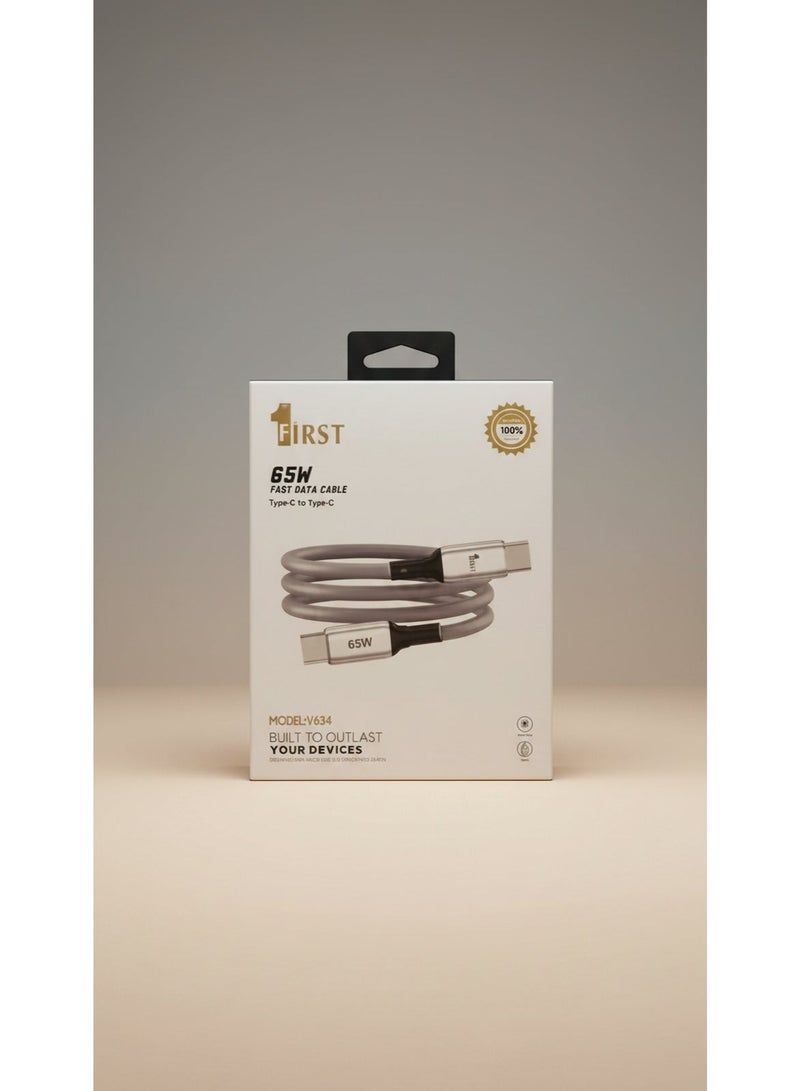 فيرست 1 كابل فرست 1 v20 + v634  بقدرة 65 واط لشحن الهواتف بنظام الشحن السريع, مع منافذ Type-C إلى Type-C - Image 2