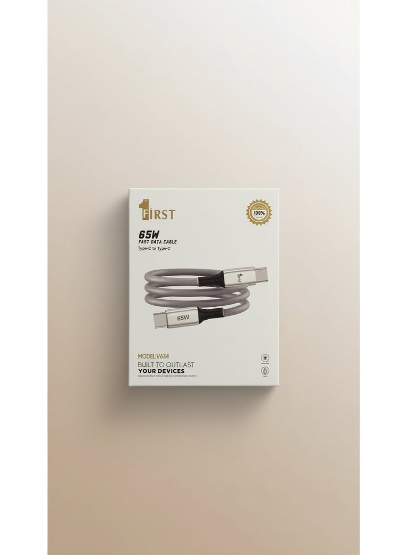 فيرست 1 كابل فرست 1 v20 + v634  بقدرة 65 واط لشحن الهواتف بنظام الشحن السريع, مع منافذ Type-C إلى Type-C - Image 3