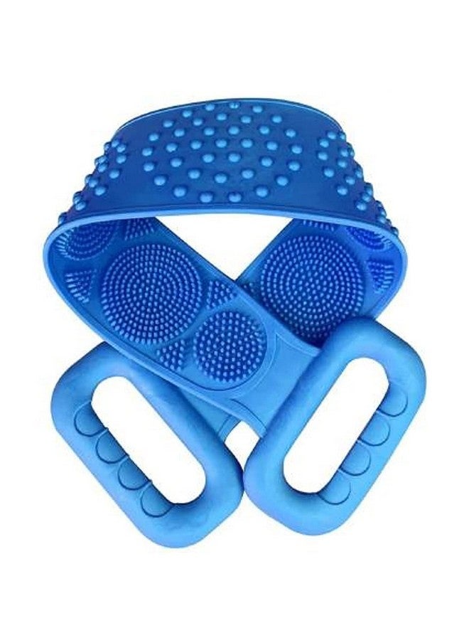 Tandem Silicone Body Back Scrubber Double Side Bathing Brush for Skin, Dead Skin Removal Exfoliating Belt for Shower, Easy to Clean, Lathers Well for Men & Women (MULTICOLOR) (Set Of 1) - Image 1