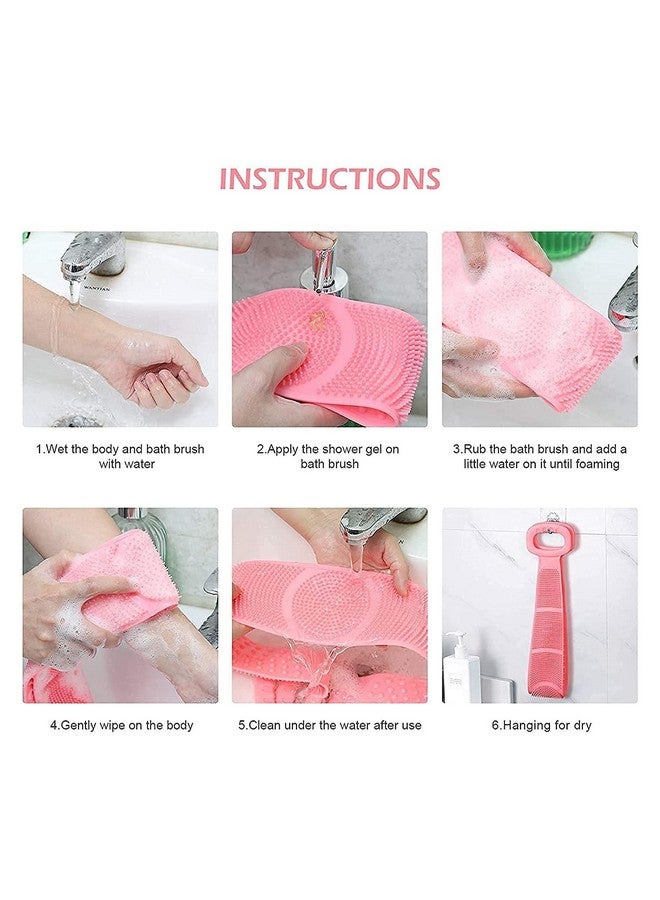 Tandem Silicone Body Back Scrubber Double Side Bathing Brush for Skin, Dead Skin Removal Exfoliating Belt for Shower, Easy to Clean, Lathers Well for Men & Women (MULTICOLOR) (Set Of 1) - Image 3
