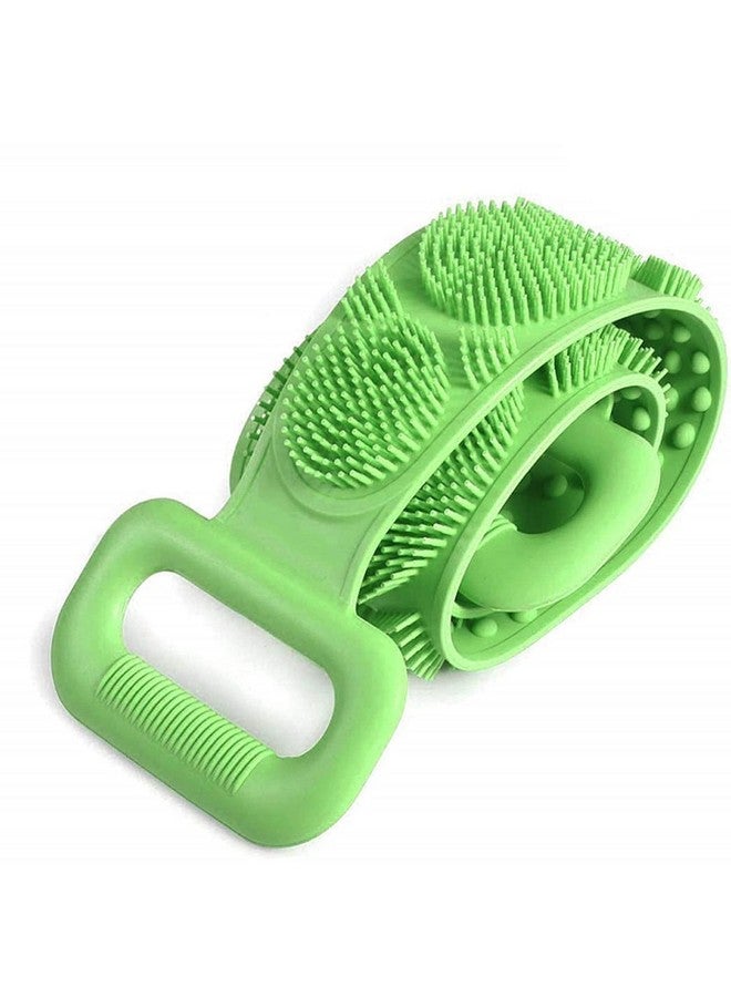 Tandem Silicone Body Back Scrubber Double Side Bathing Brush for Skin, Dead Skin Removal Exfoliating Belt for Shower, Easy to Clean, Lathers Well for Men & Women (MULTICOLOR) (Set Of 1) - Image 2