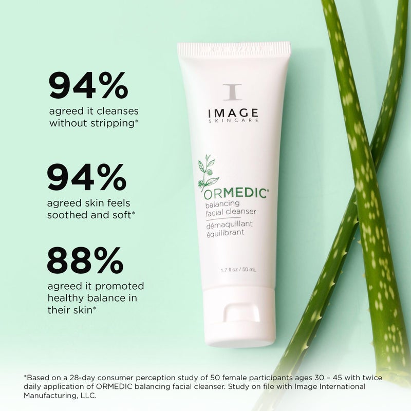 IMAGE Skincare, ORMEDIC pH Balancing Facial Cleanser, Mild Foaming and Hydrating Face Wash with Aloe Vera, 1.7 fl oz - Image 3