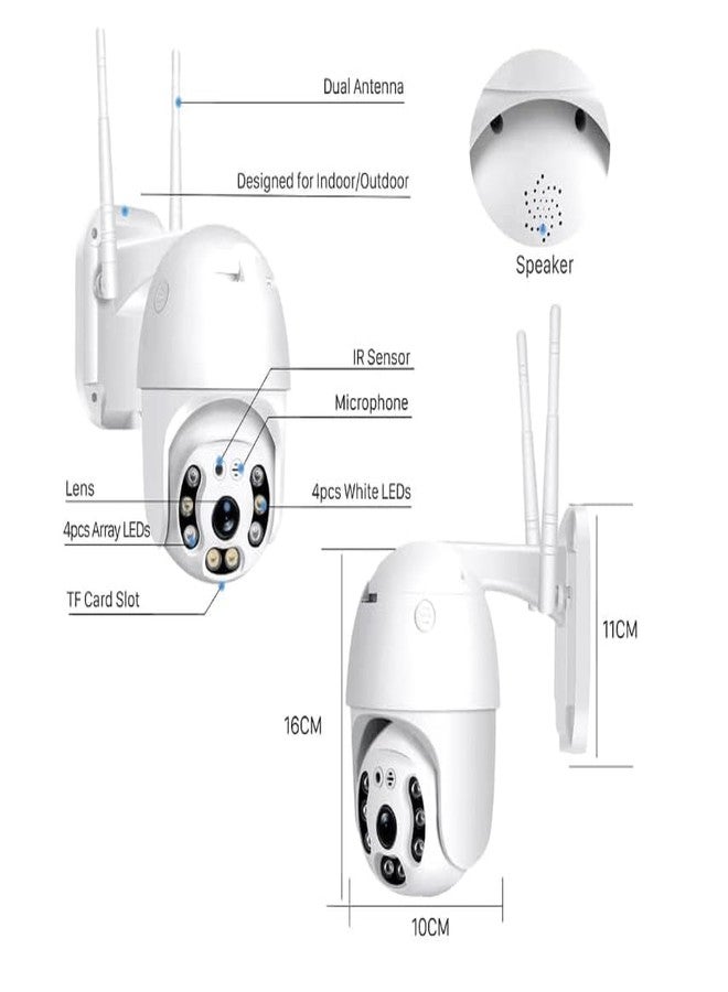 MAYUMI 5MP Outdoor Smart WiFi Wireless CCTV Security Camera | Colored Light Vision | 2-Way Audio | Motion Track | Support 128 GB Micro SD Card Slot Dome Camera K-803 (Not Included Memory Card) - Image 3