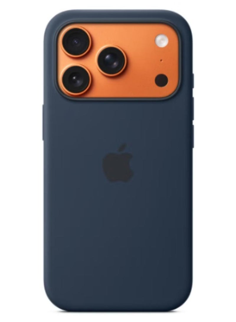 غطاء سيليكون لجهاز iPhone 17 Pro Max أزرق داكن - Image 1