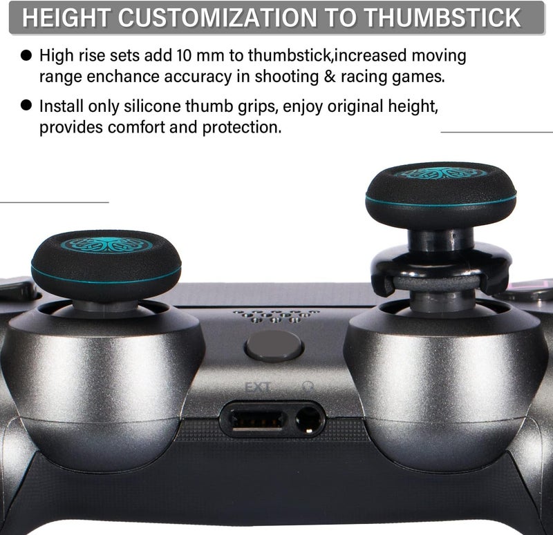 PlayRealm FPS Thumbstick Extender & Printing Rubber Silicone Grip Cover 2 Sets for PS5 Dualsenese & PS4 Controller (Cthulhu Abyss Blue) - Image 5