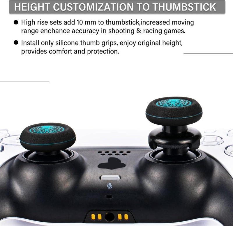 PlayRealm FPS Thumbstick Extender & Printing Rubber Silicone Grip Cover 2 Sets for PS5 Dualsenese & PS4 Controller (Cthulhu Abyss Blue) - Image 3