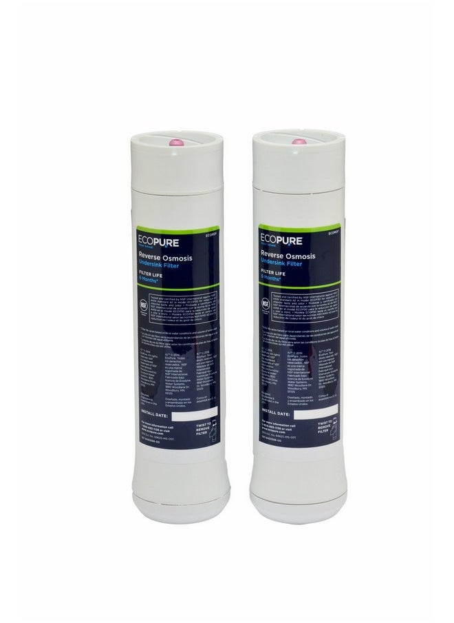 EcoPure - EcoPure ECOROF Reverse Osmosis Under Sink Replacement Water Filter(Fits ONLY - EcoPure ECOP30 Reverse Osmosis System and Kenmore Reverse Osmosis Systems 42-38156 & 42-38556 ) 6-Month Life (Pack of 2) - Image 1