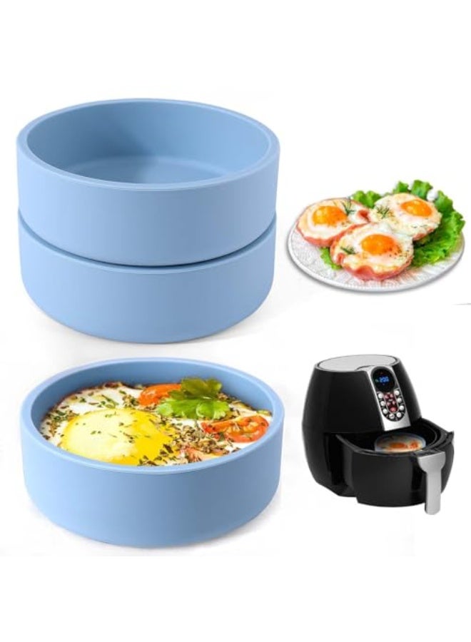 SYOSI Silicone Air Fryer Egg Mold, 3 Pcs Reusable Nonstick Egg Bites Pan with Lid, Sous Vide Egg Bite Maker, Alternative to Microwave Egg Cooker, Dishwasher Safe, BPA Free, Air Fryer Accessories, Blue - Image 2