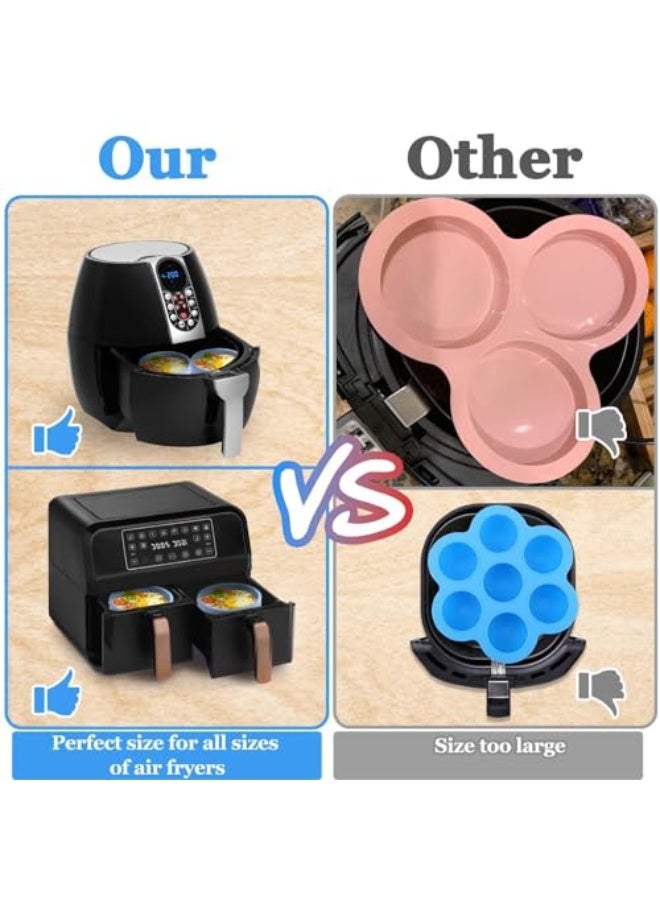 SYOSI Silicone Air Fryer Egg Mold, 3 Pcs Reusable Nonstick Egg Bites Pan with Lid, Sous Vide Egg Bite Maker, Alternative to Microwave Egg Cooker, Dishwasher Safe, BPA Free, Air Fryer Accessories, Blue - Image 5
