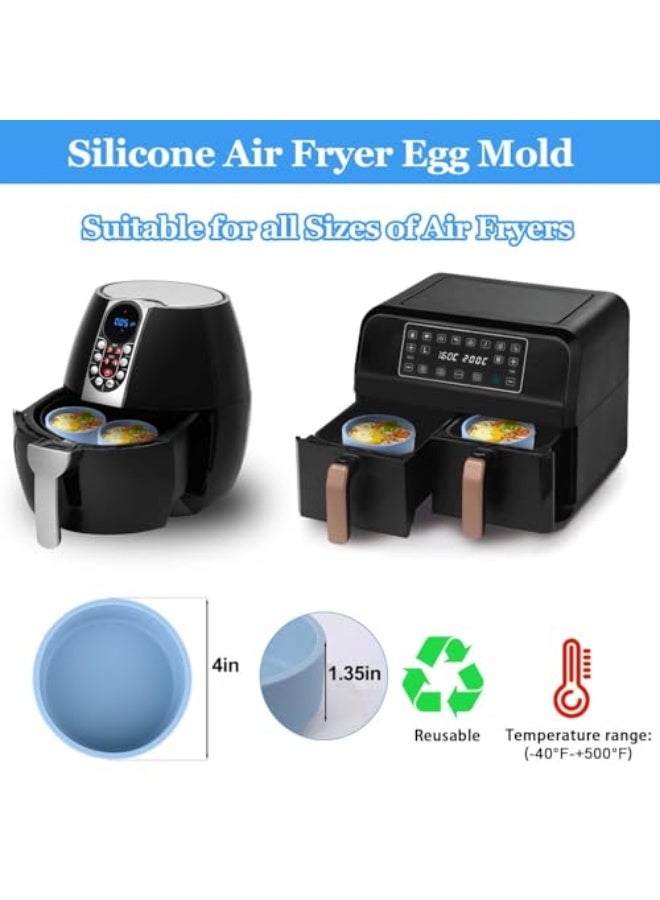 SYOSI Silicone Air Fryer Egg Mold, 3 Pcs Reusable Nonstick Egg Bites Pan with Lid, Sous Vide Egg Bite Maker, Alternative to Microwave Egg Cooker, Dishwasher Safe, BPA Free, Air Fryer Accessories, Blue - Image 3
