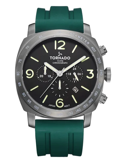 تورنيدو ساعة كرونوغراف رجالية بسوار سيليكون - - مم