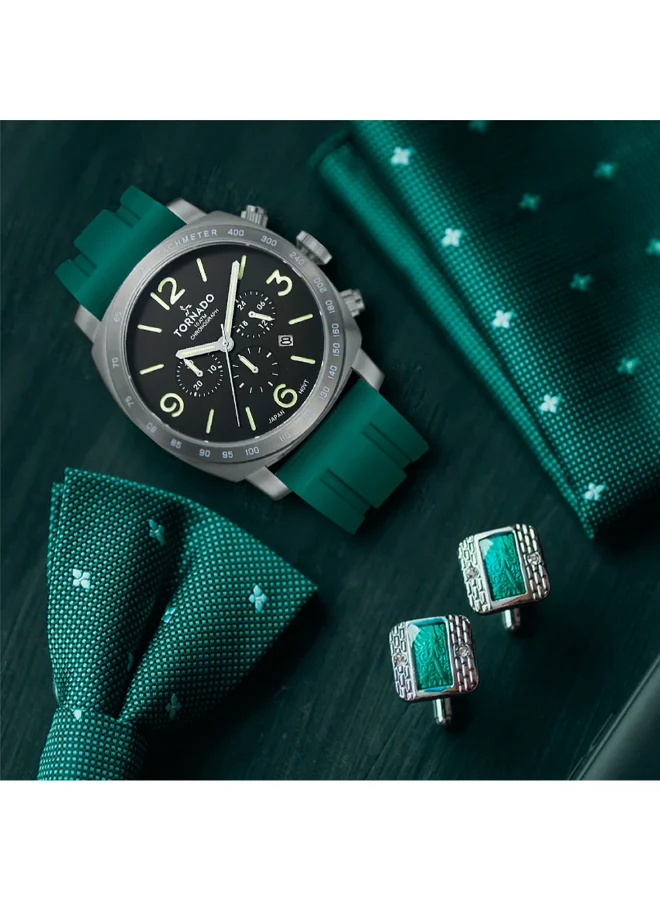 Tornado green Men's High Quality Flexible And Durable Silicone Chronograph Watch T9102-XSHB - 43mm mm for Men | Best Price UAE