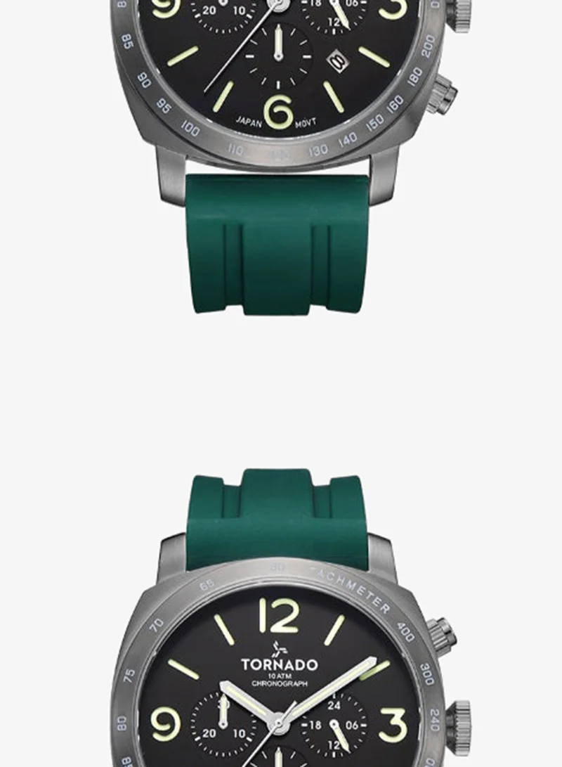 Tornado green Men's High Quality Flexible And Durable Silicone Chronograph Watch T9102-XSHB - 43mm mm for Men | Best Price UAE