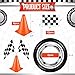 Remagr 24 Pcs Race Car Theme Birthday Party Supplies 8 Pcs Traffic Cones 12 Black and White Checkered Flags 2 275 Inflatable Tire Tubes Black Floor Runner Checkered TableclothVivid Style - Image 4