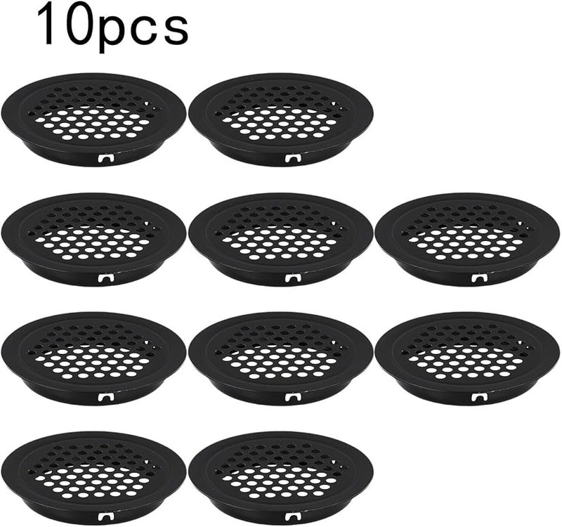 Black 53mm Round Air Vent Grill Cover Set Of 10 For Cabinet Air Circulation - Image 4