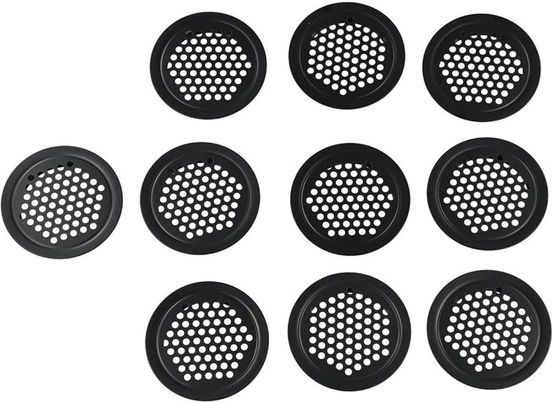 Black 53mm Round Air Vent Grill Cover Set Of 10 For Cabinet Air Circulation - Image 2