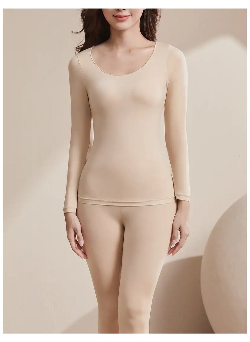Generic Seamless Thermal Underwear Set for Women - Ultra-Soft, High Stretch, Anti-Static Base Layer with Long Sleeve Crew Neck Top & Pants  - Image 3