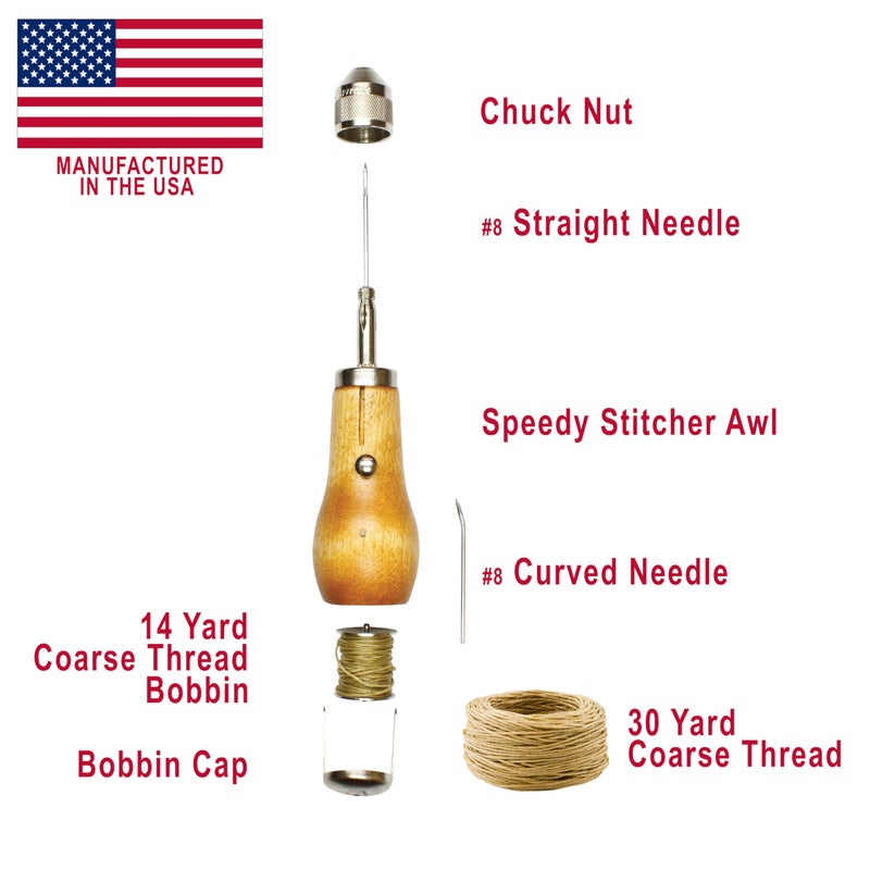 Speedy Stitcher Sewing Awl Kit with 180-yard Tube of Thread, Natural - Image 4