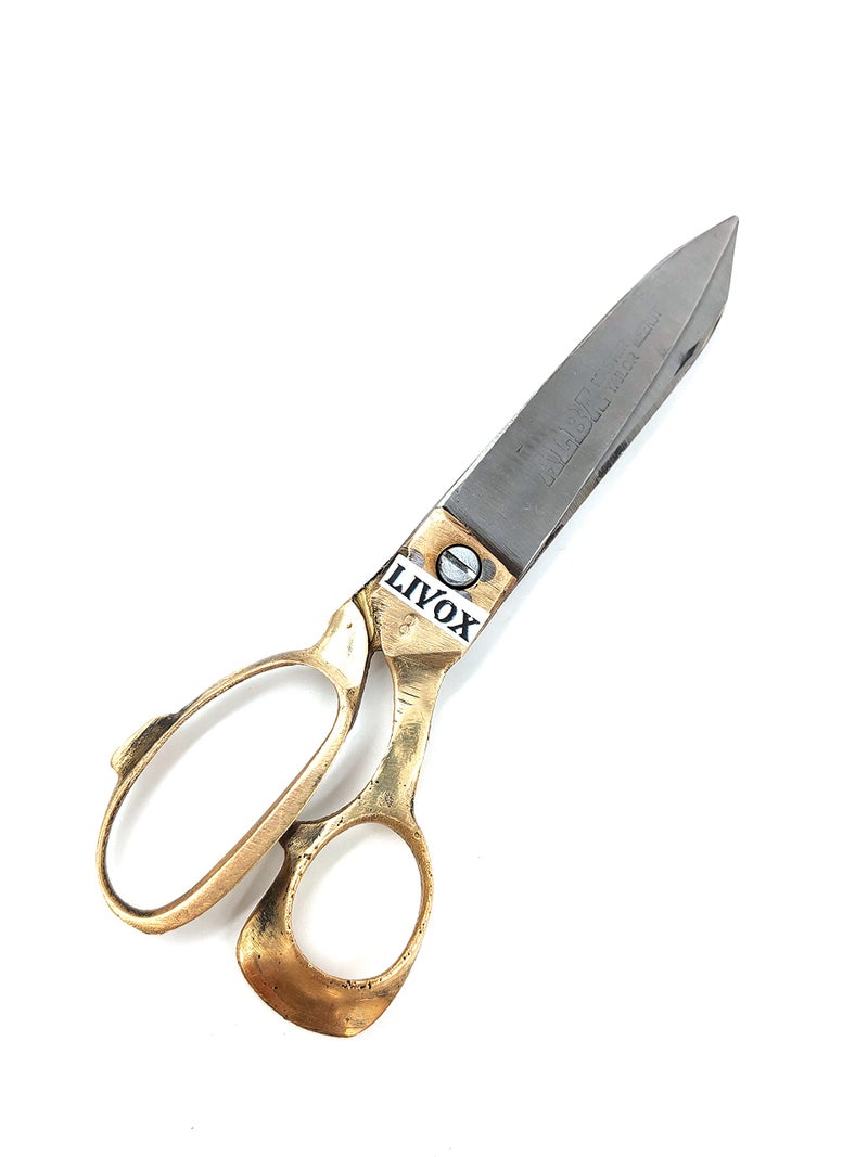 LIVOX® Professional Stainless Steel Heavy Duty Tailor Scissors for Fabric, Cloth Cutting Scissor with Brass Finish Handle (10 inch, Gold) - Image 2