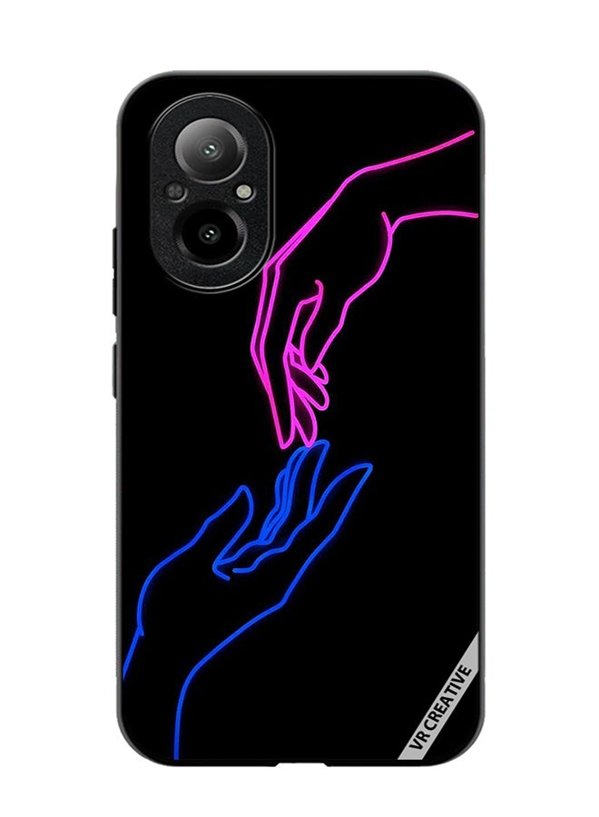 VR CREATIVE Protective Case Cover For Realme C67 4G Hands In Neon Lights Design Multicolour - Image 1