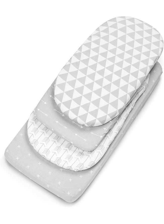 BaeBae Goods Bassinet Bed Sheets – Premium Bassinet Fitted Sheet for Halo, Mika Micky, Maxi COSI & Others - 4 Pack 100% Jersey Knit - Bassinet Bedding for Standard Size Oval or Halo Bassinet Pads for Boys & Girls - Image 4