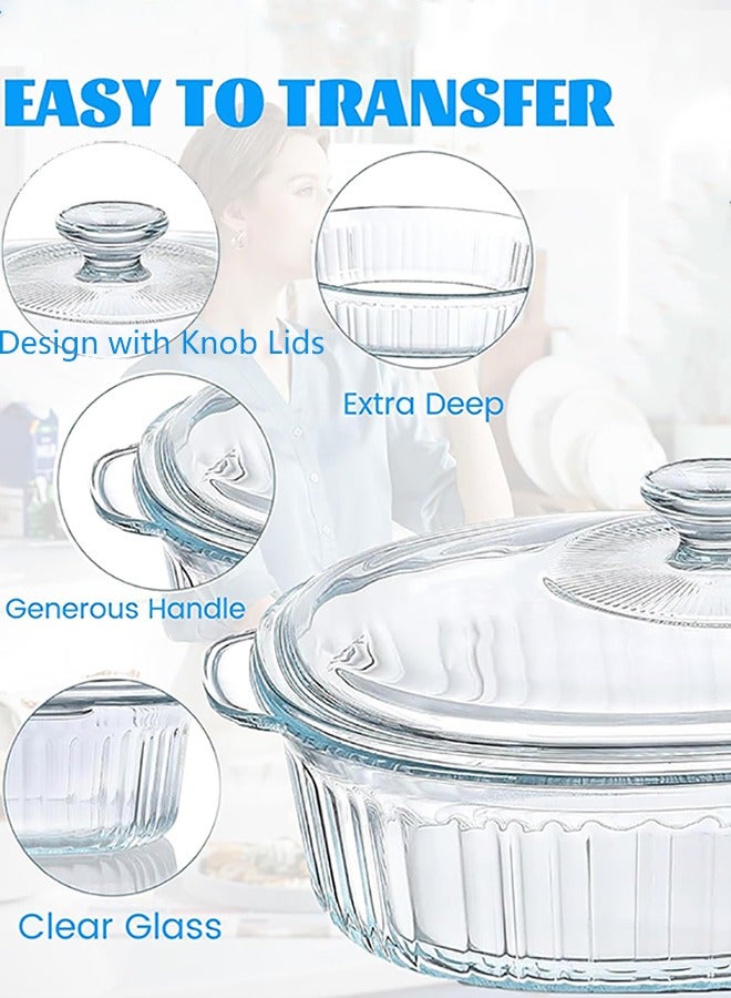 Garlo Glass Casserole Baking Dish, Set of Casseroles With Glass Lids, 2.8L Oval Glass Casserole Dish, Borosilicate Glass, Large Oval Casserole Dish for Oven, Casserole Dish with Lid - Image 4