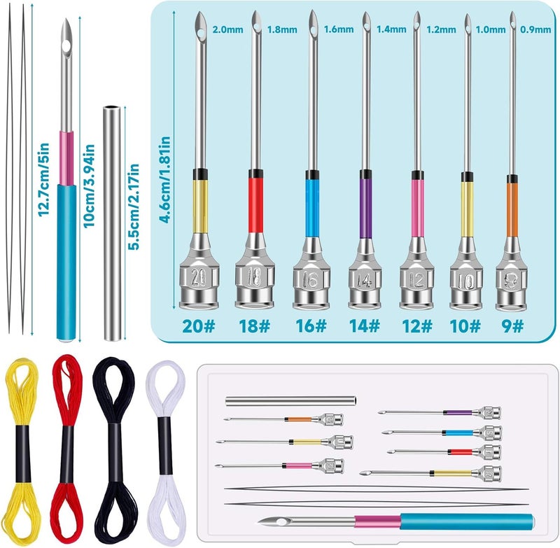 Mayboos 8 Pcs Embroidery Stitching Kit - Punch Needles, Cross Stitch Tools with 4 Colors Thread - Image 2