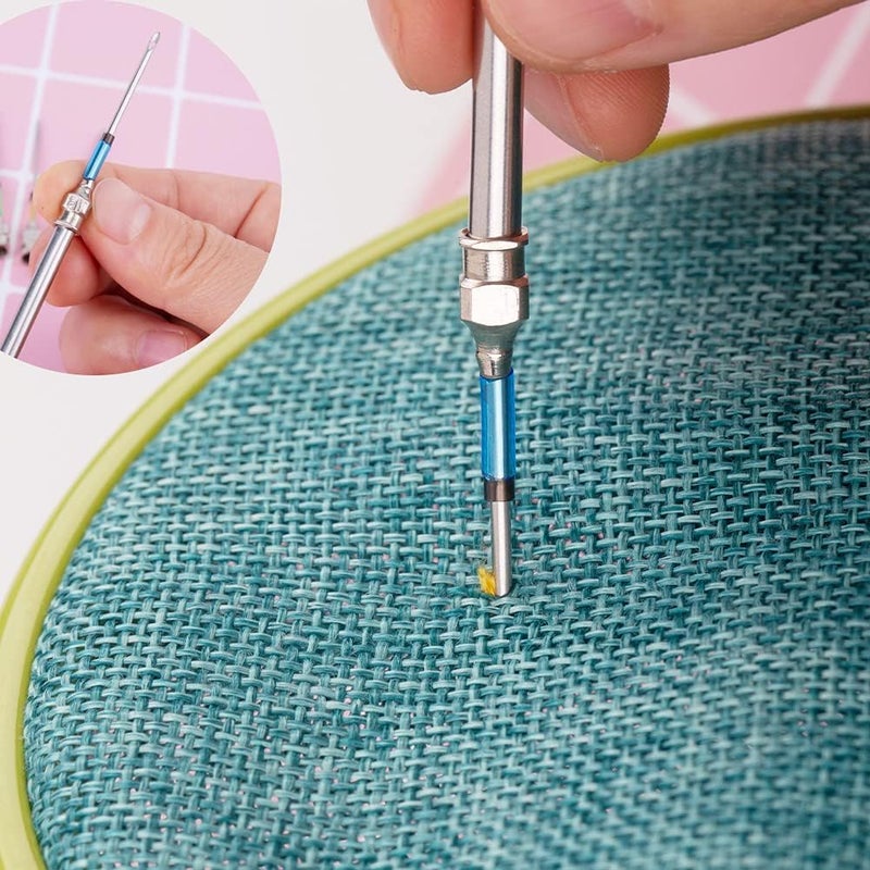 Mayboos 8 Pcs Embroidery Stitching Kit - Punch Needles, Cross Stitch Tools with 4 Colors Thread - Image 5
