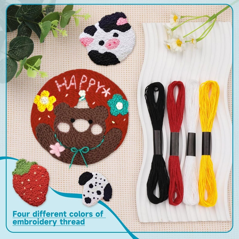 Mayboos 8 Pcs Embroidery Stitching Kit - Punch Needles, Cross Stitch Tools with 4 Colors Thread - Image 4