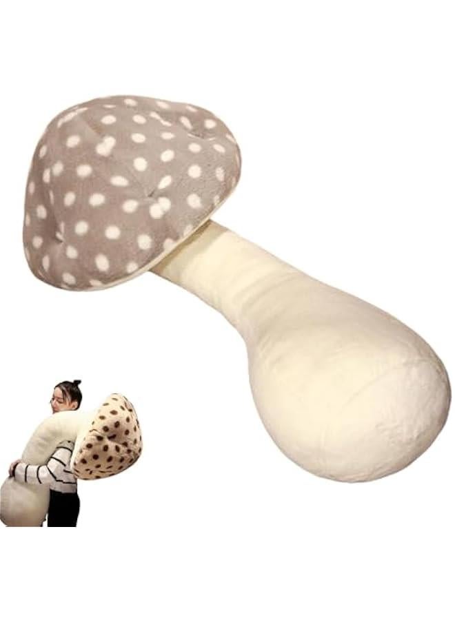 Mushroom Body Pillow, Mushroom Shaped Stuffed Long Pillow, Cute Plush Body Pillowcase Mushroom Decor (Gray, 31.5in)  - Image 1