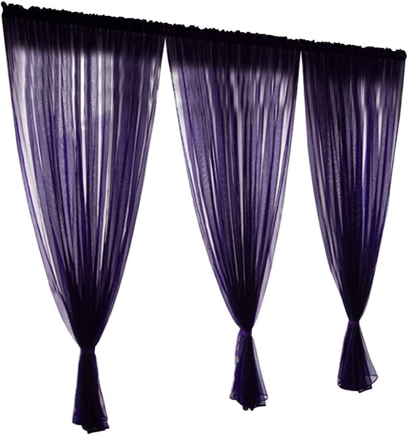 Simple Style Polyester Window Tulle Curtain Panels for Bedroom Living Room, EcoFriendly Purple Drapes 3.3x8.9ft, Bright Color Decor, Great Gift Choice (1 * 2.7 Meters high with Pole) - Image 3