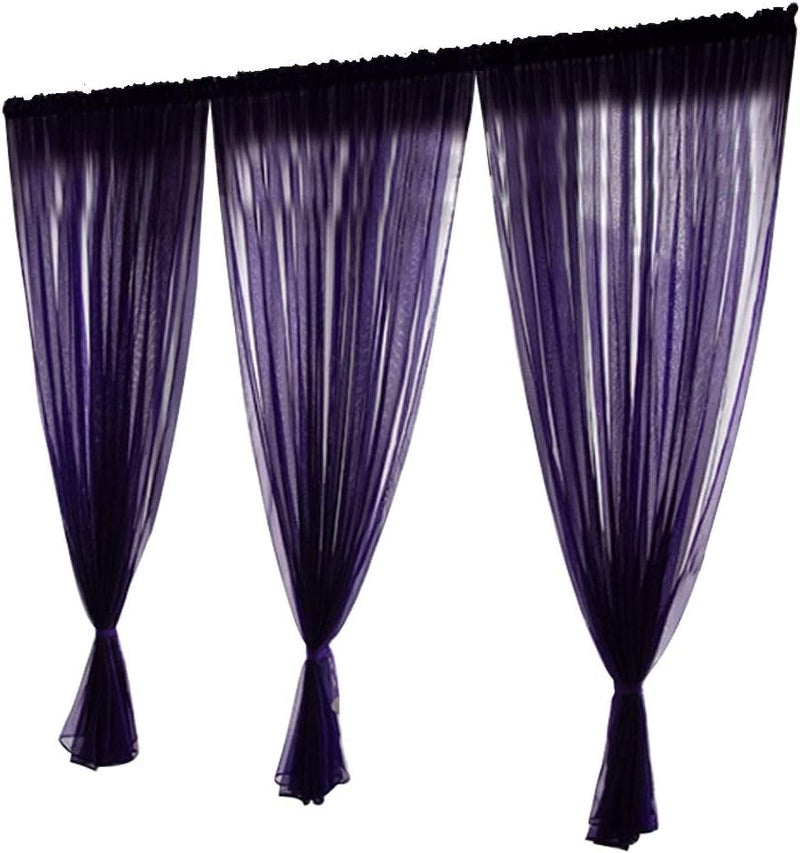 Simple Style Polyester Window Tulle Curtain Panels for Bedroom Living Room, EcoFriendly Purple Drapes 3.3x8.9ft, Bright Color Decor, Great Gift Choice (1 * 2.7 Meters high with Pole) - Image 4